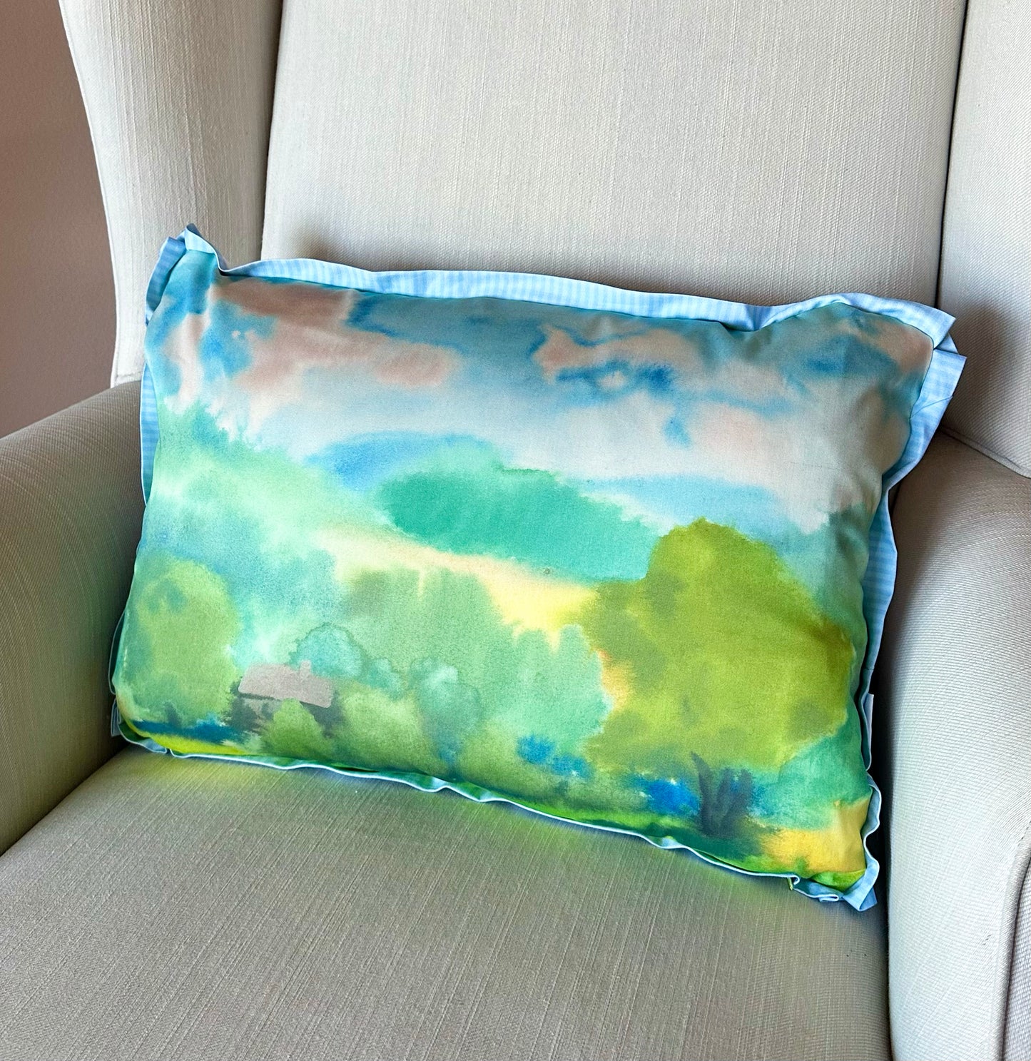 The European Landscape Watercolor Pillow No.1 įØā š °įÆ.°_