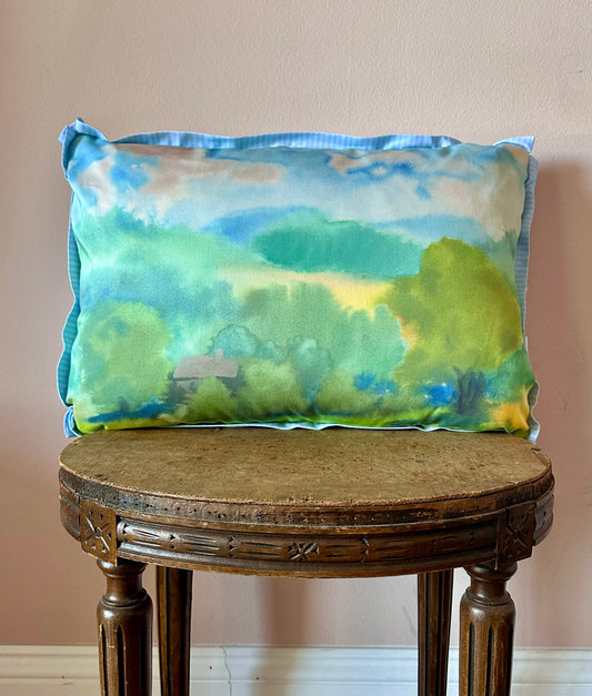 The European Landscape Watercolor Pillow No.1  ᨒ↟ 𖠰ᯓ.°_
