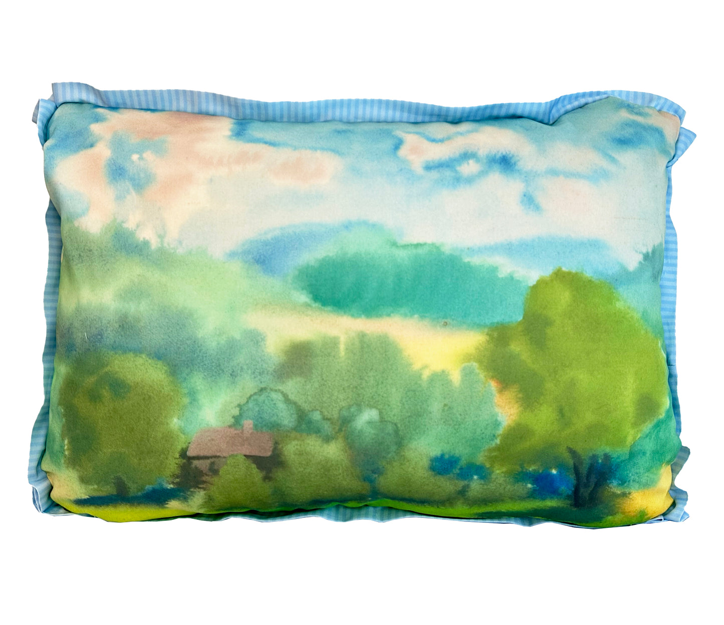 The European Landscape Watercolor Pillow No.1  ᨒ↟ 𖠰ᯓ.°_