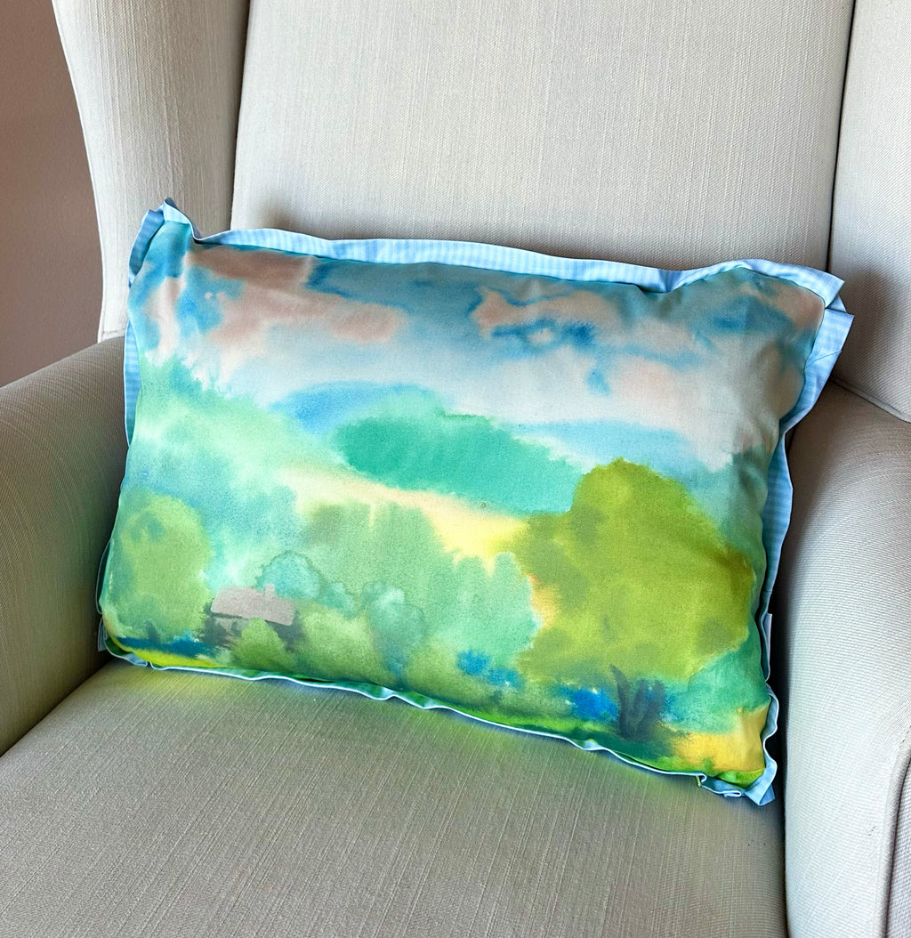 The European Landscape Watercolor Pillow No.1  ᨒ↟ 𖠰ᯓ.°_